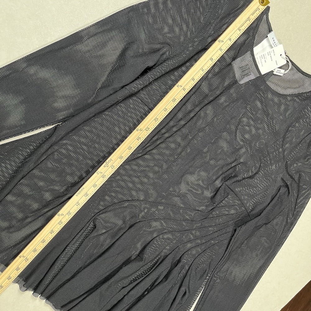 New Akris Punto Black Mesh Long Sleeve Blouse Sz 12 US Sheer Layer Designer NWT - Picture 8 of 9